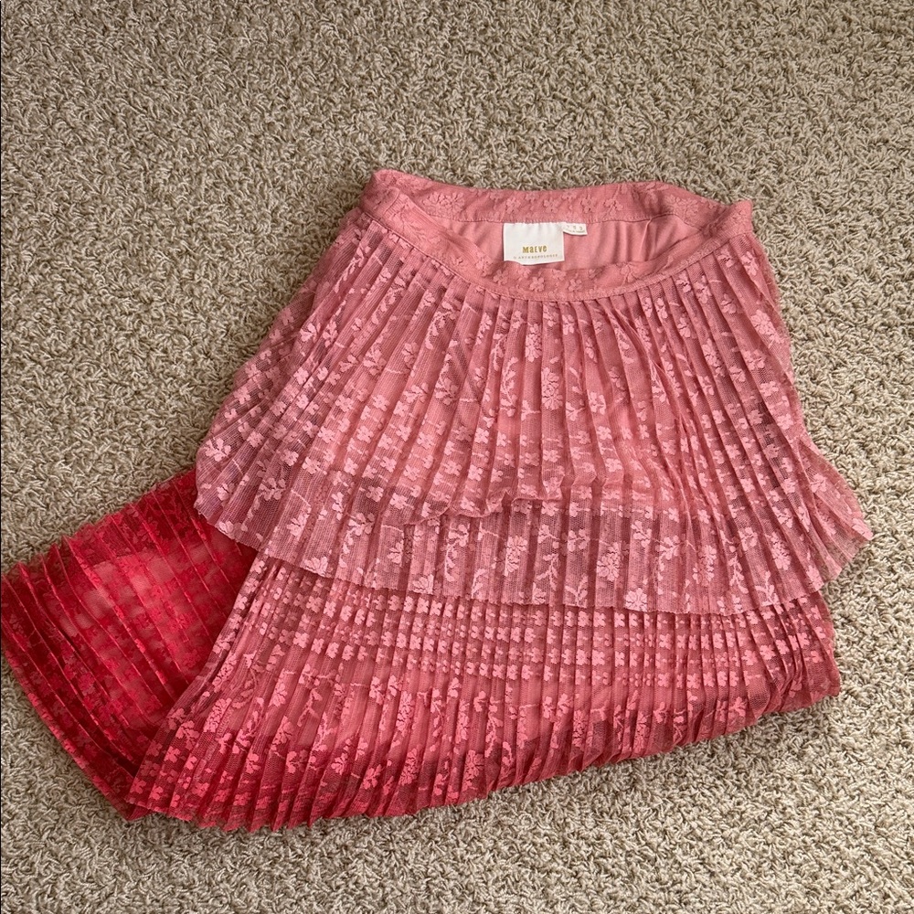 Maeve Pink Pleated Midi Skirt
